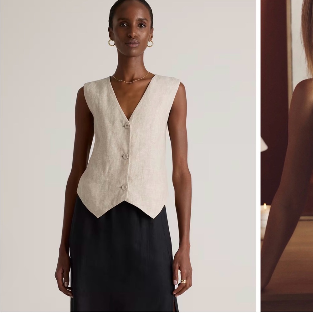 Quince Light Tan European Linen Vest - Picture 7 of 9